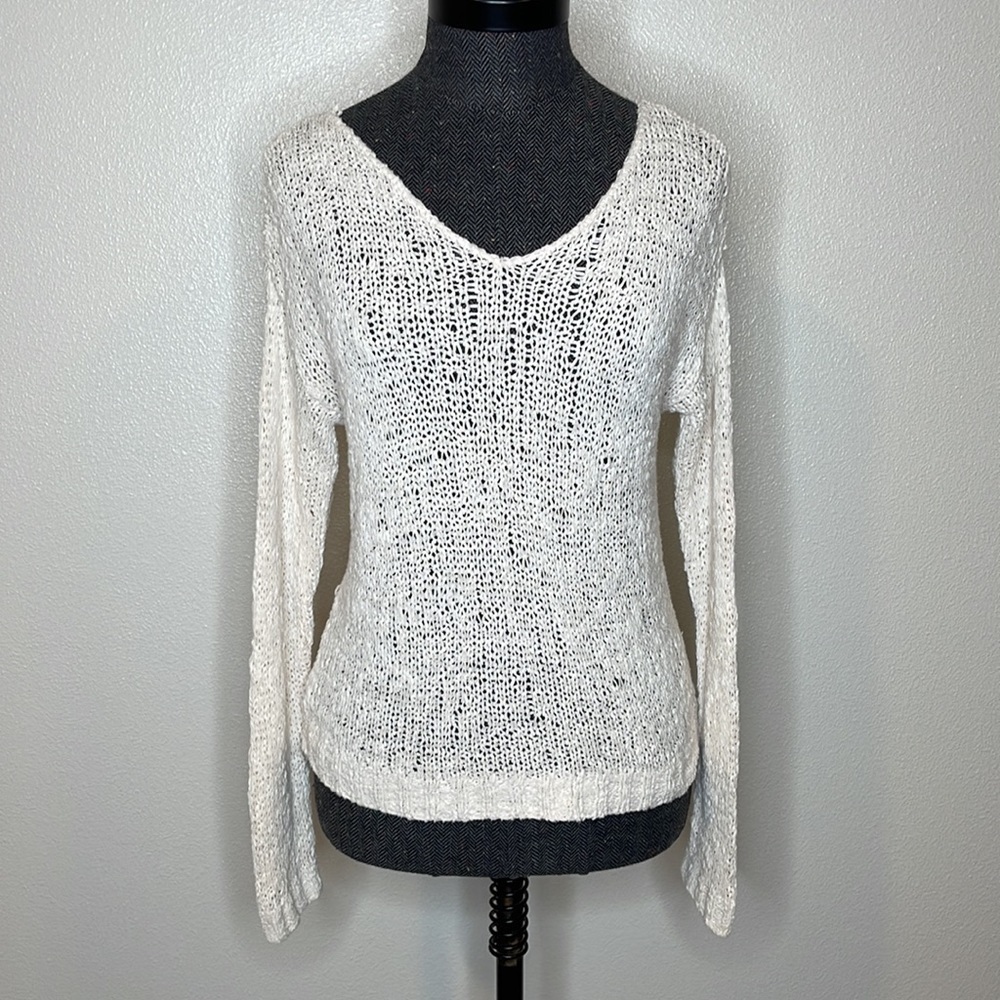 American Eagle Ivory Open Knit Stretchy Sweater Small